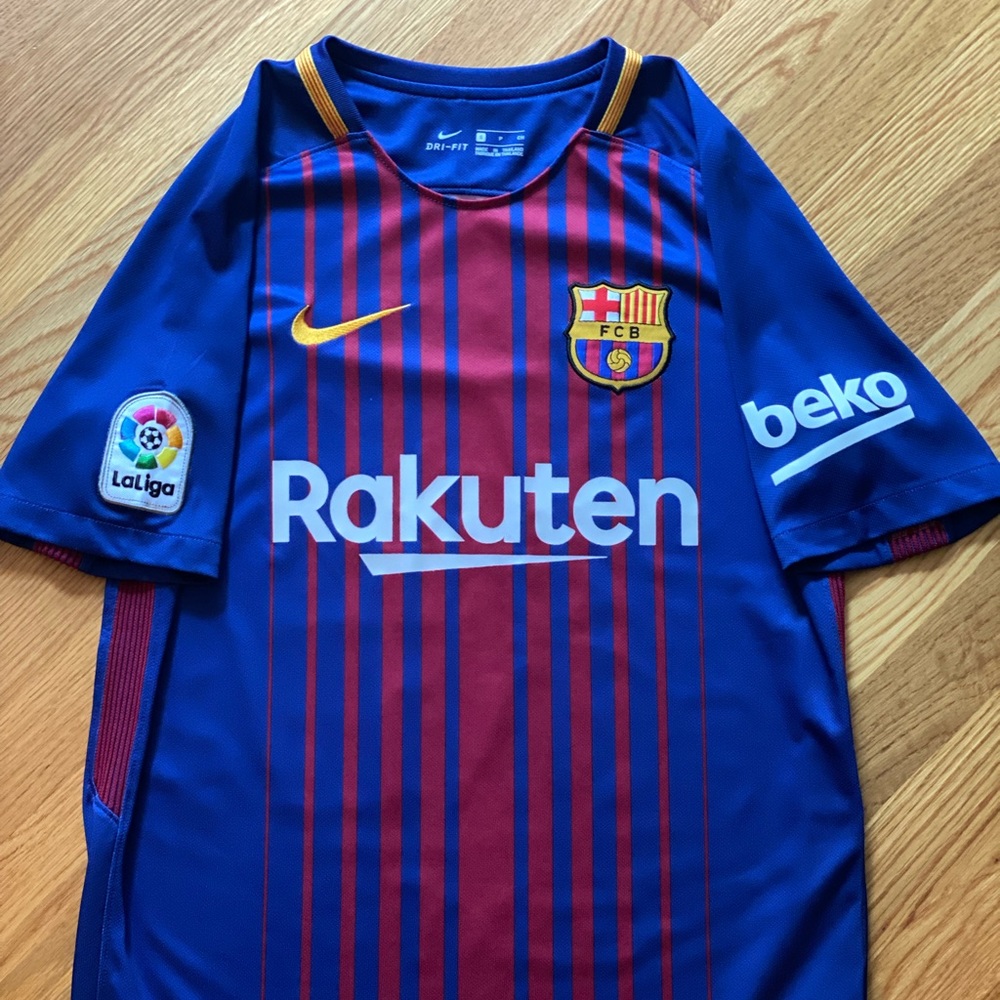 2017 FCB Soccer Jersey Nike Dri-fit Rakuten Adult Small Messi #10  Barcelona
